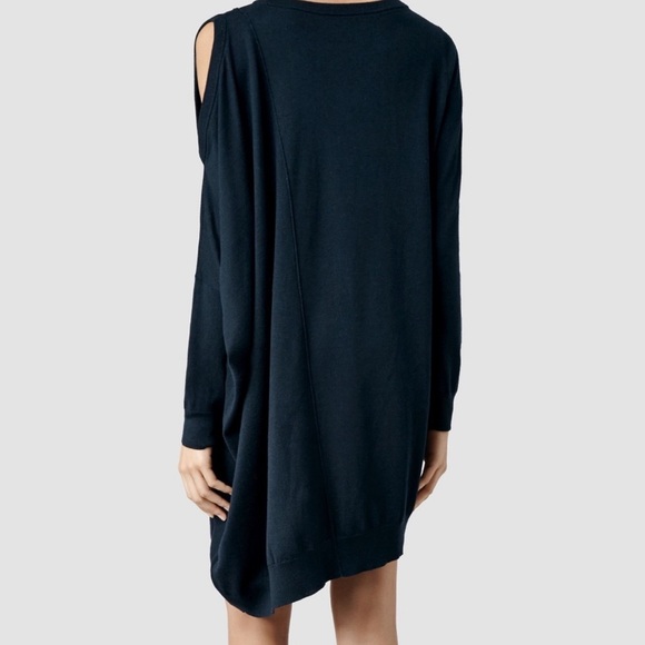 All Saints Sago Cold Shoulder Sweater Dress Silk Cotton Washed Black Size 4 - Picture 2 of 9